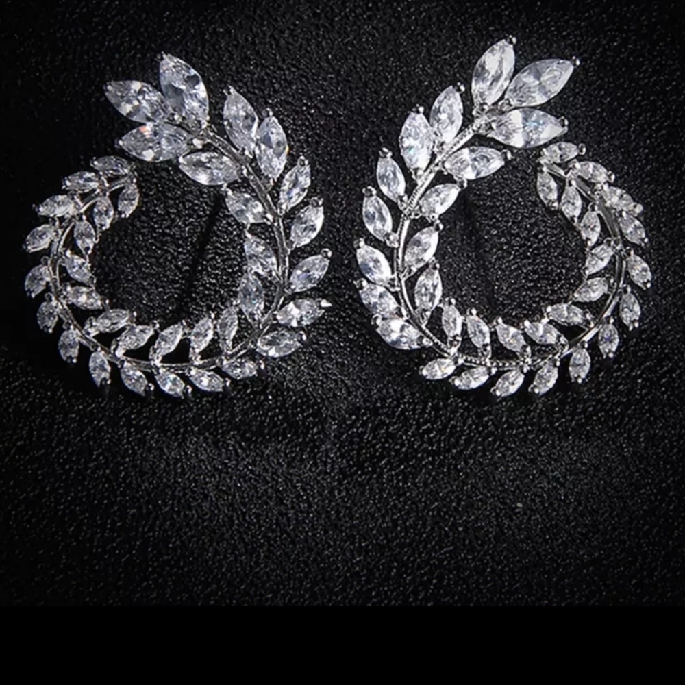 Sterling silver and cubic zircon earring round